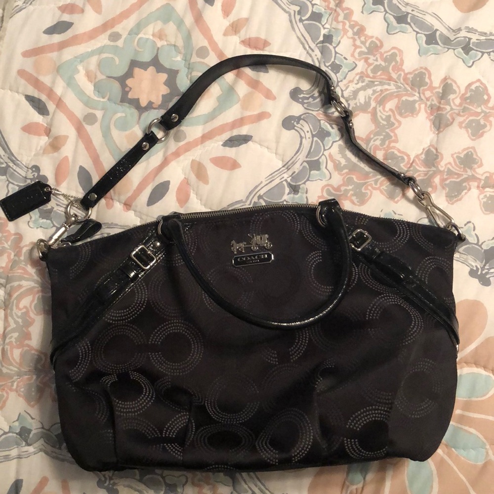 Coach handbag - black with monochromatic C logo